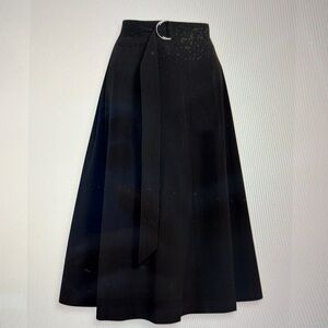 Lafayette 148 NY 35"  Navy A-Line Wrap midi Skirt NWT